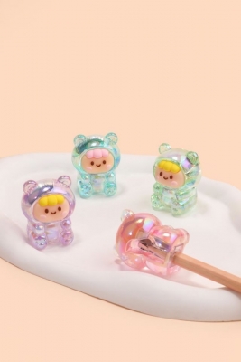 Ascutitoare simpla Tochain, ursulet de guma, cristal, diverse culori